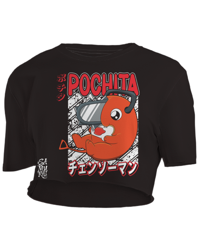 Crop Top Pochita Comiendo – Chainsaw Man | Samurai White