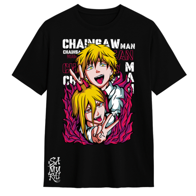 Camisa Chainsaw Man Denji y Power – Caos Doble | Samurai White