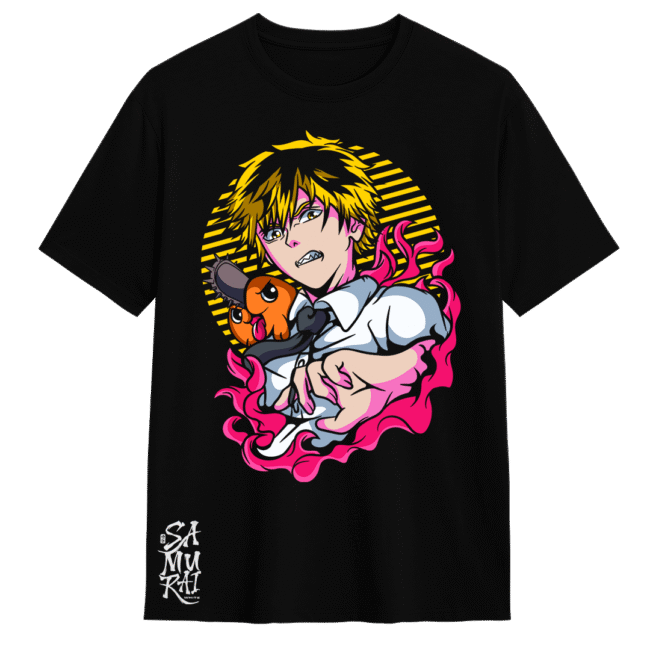 Camisa Chainsaw Man Denji y Pochita | Samurai White