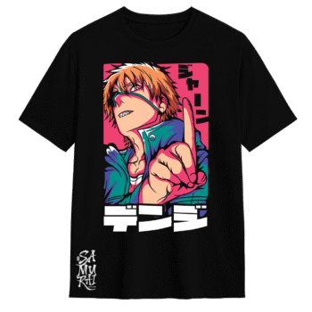 Camisa Chainsaw Man Denji con Parche – Estilo del Cazador | Samurai White