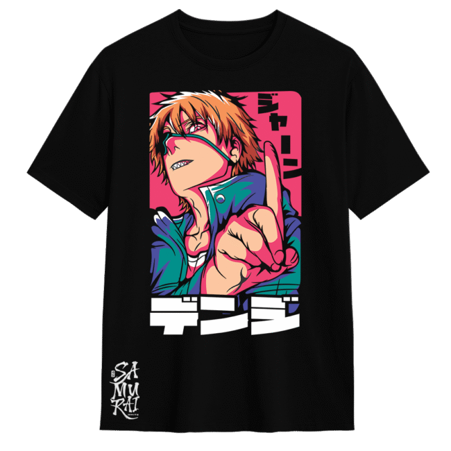 Camisa Chainsaw Man Denji con Parche – Estilo del Cazador | Samurai White