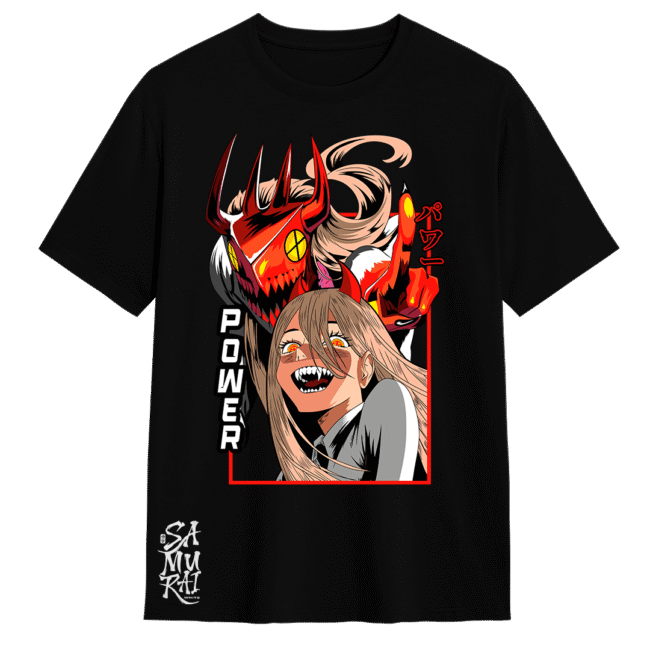 Camisa Chainsaw Man Power – Sangre y Caos | Samurai White
